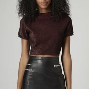 Topshop Lurex Crop Top Burgundy NWT